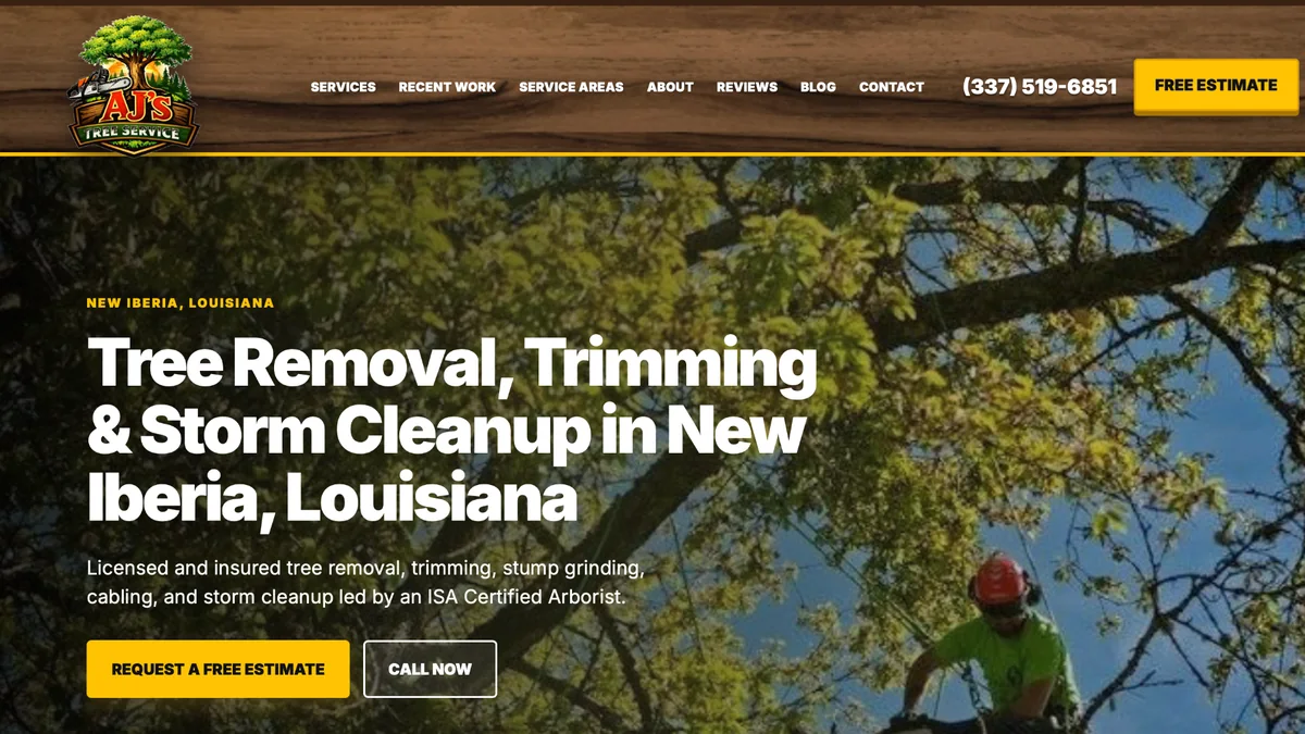 AJ’s Tree Service website project preview