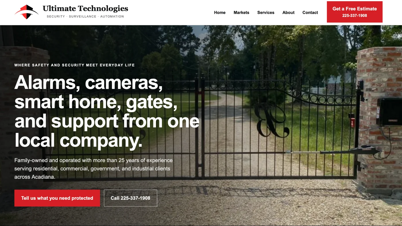Ultimate Technologies website project preview